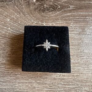 Sterling Silver Starburst CZ Ring - size 9